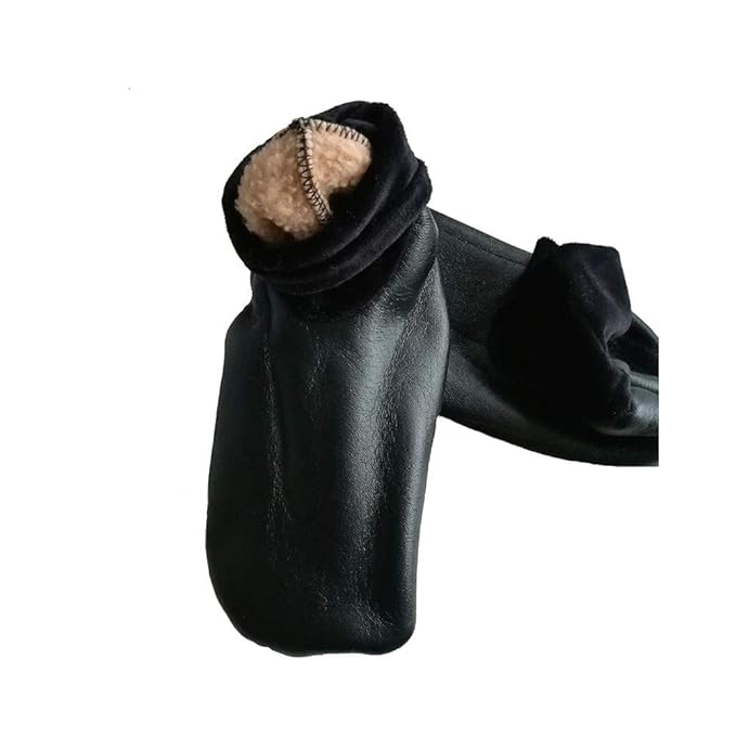 Kids Boy's Faux Leather Socks/Room Socks Slippers Home Soft-soled Shoes Boots Black fit for