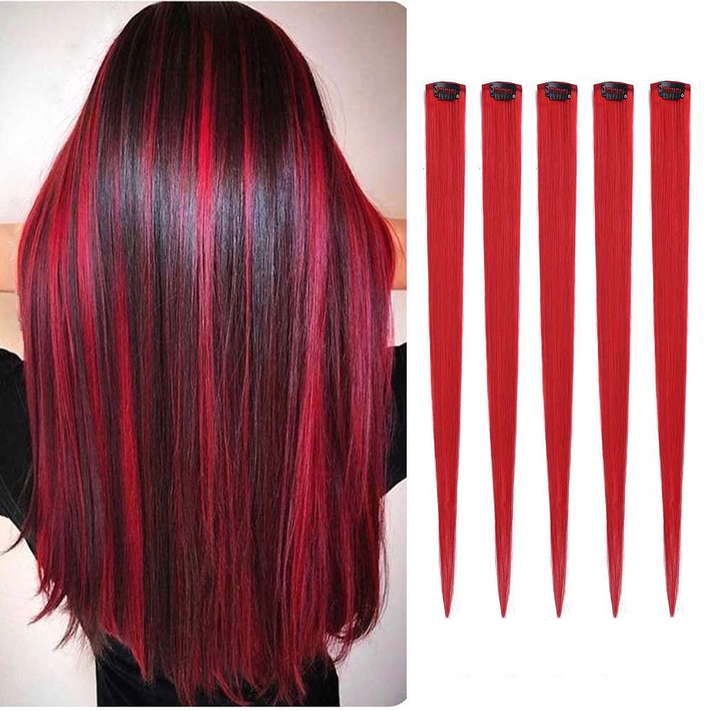 Synthetic Clip-In Hair Extensions - Red