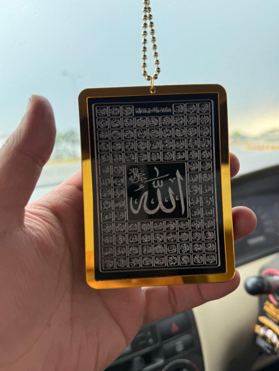 Car Hanging Islamic 99NamesOfAllah | Elegant Mirror Decor for Car Sajawat Hub