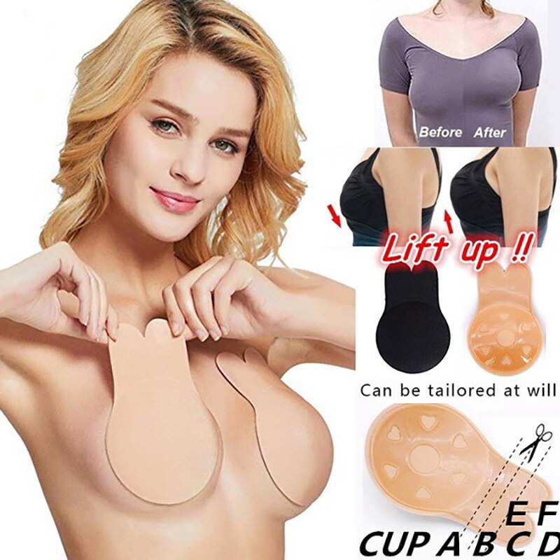 Womens Self-Adhesive Lift Up Silicone Bra Stickers Reusable Strapless  Invisible Push Up Bra 6.5cm 10cm