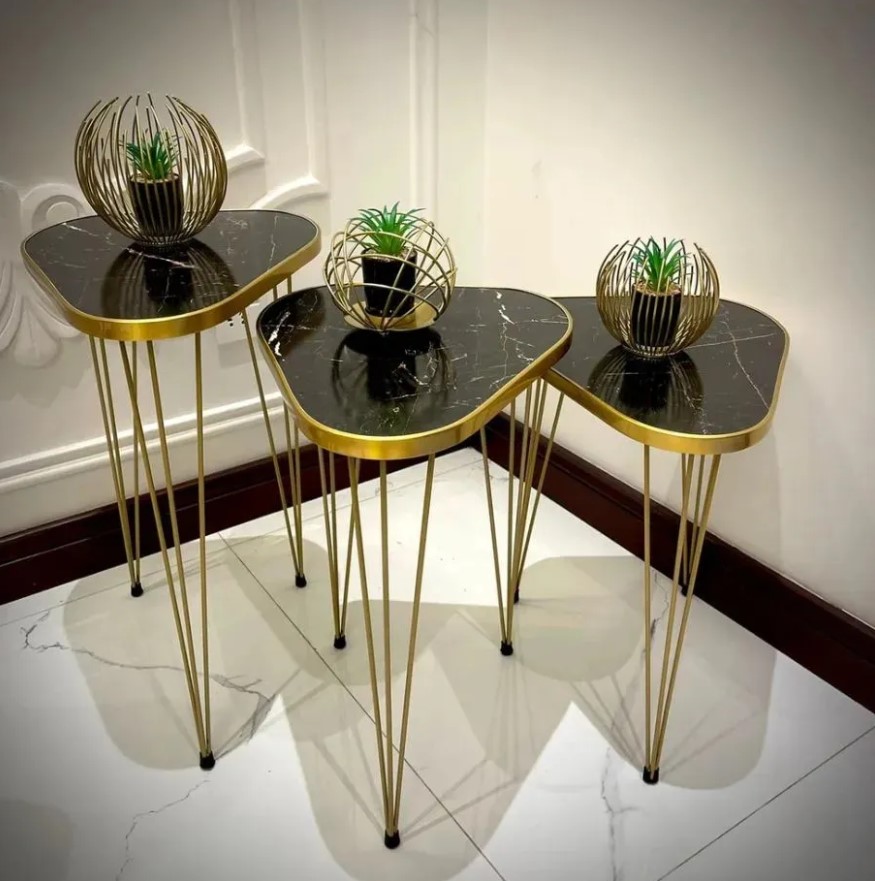 Mexico Present 1 Pcs / Set of 3 Round Coffee Table HIGH Gloss Nesting End Tables - Coffee table - Stool - Accent Tables with Metal Legs for Living Room, Home Office, Nightstands for Bedroom, Sturdy Easy Assembly - 3 Piece Nesting Table set for living Room