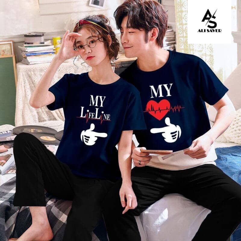 Couple Printed Night Suit For Women And Men