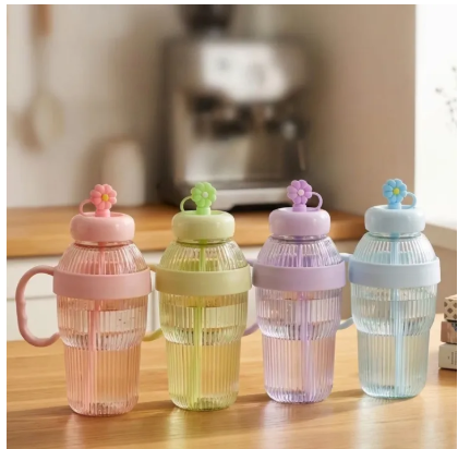Mug Style Water Bottle With Straw 950ml Leakproof BPA Free Flask for Gym Outdoor Travel Camping Hiking Sports Office School Fitness Hydration Lightweight Durable Eco Friendly Stylish Portable Reusable Unisex Multi-Color