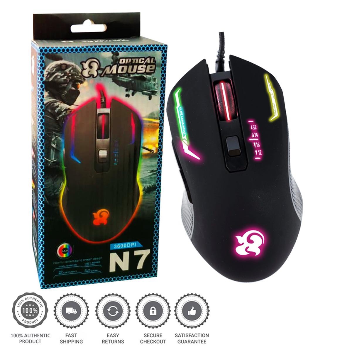 A70 Dragon Advance Gaming Optical Rgb Mouse with Coloured Lighting Effect USB Wired LED Backlit Illuminated 6 Buttons