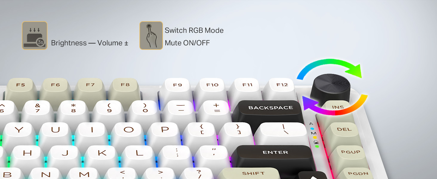 E-YOOSO Z-82 Tri-Mode Wireless 75% Gaming RGB Mechanical Keyboard Hot Swappable with Five-Layer Padding & Knob, Bluetooth/2.4GHz/USB-C, White Grey 22 fa8966001645dbc12dacba83d024b3c4