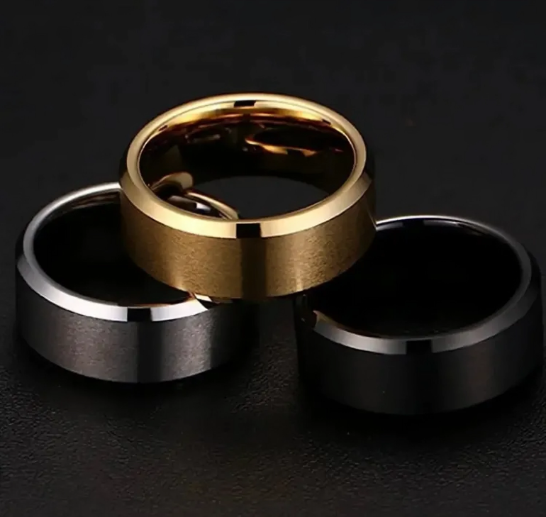 3 Rings Titanium Black Gold & Silver For Boy Girls