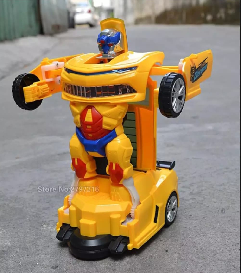 High Quality Battery Operated Robot Car Converting Car to Robot, Robot to Car Automatically with Light and Sound