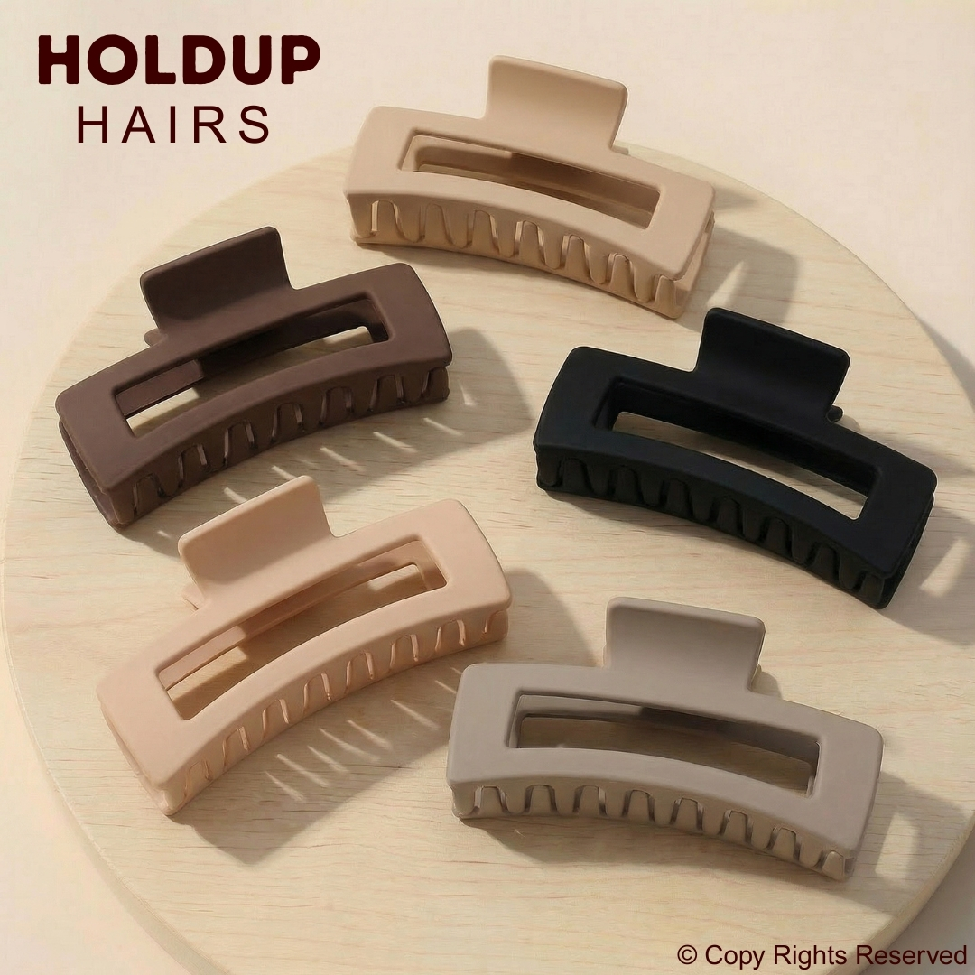 Pack of 3 | Pack of 2 Korean Matte Rectangle Claw Clips Strong Hold Hair Accessories for Stylish Hairs