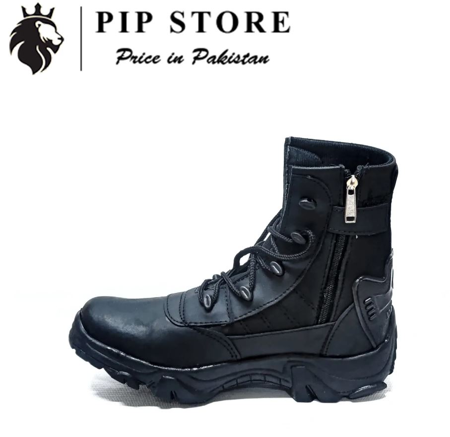Long Zipper High Ankle Army Shoes