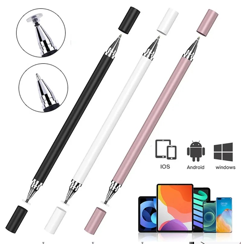 2 In 1 Stylus Pen For Mobile Phone Tablet Drawing Capacitive Pencil Universal Touch Screen Pen for iPad Android Tablet