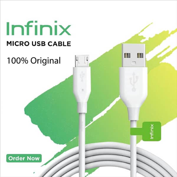 Infinix Original Data Cable Micro USB High-Speed USB Cable - Fast Charging Cable For Android Mobile Phones