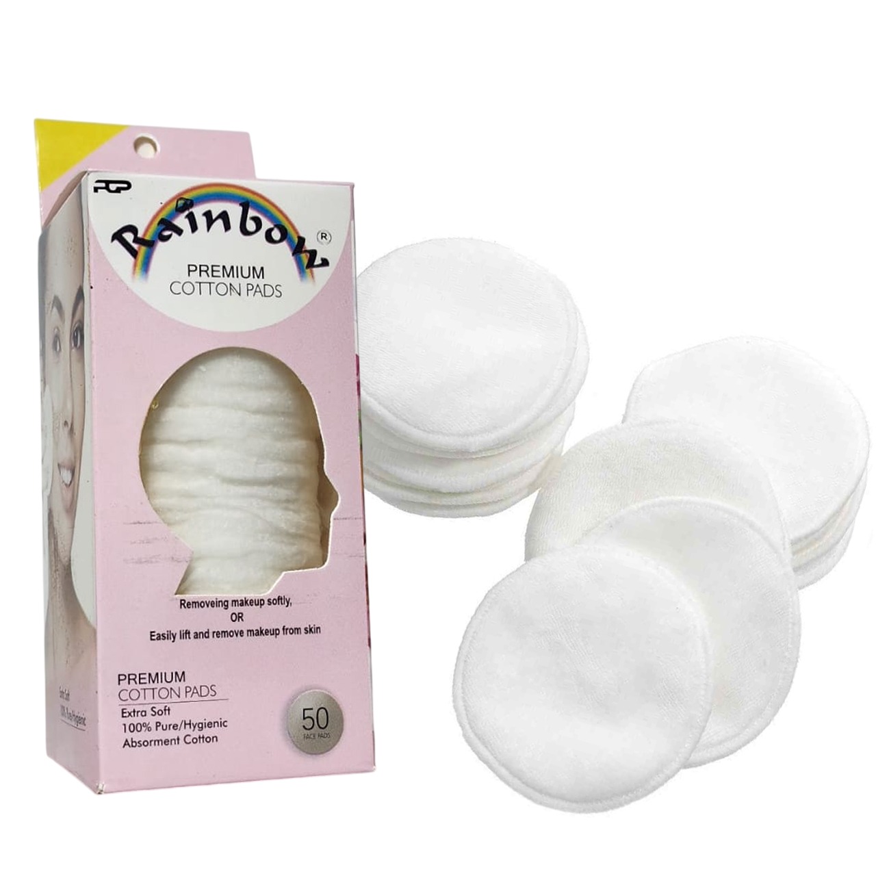 50/80 pcs Rainbow Makeup Removal Cotton Pad Set for grils for women