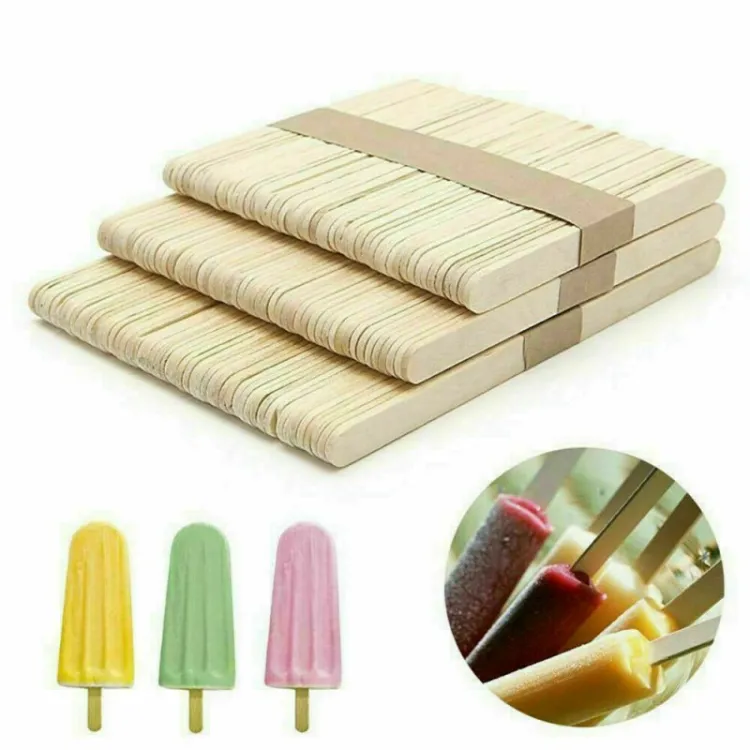 Ice Cream Sticks 50 Pcs Natural Wooden Popsicle Ice Cream Spoon