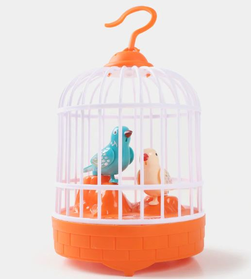 Voice Control Talking Bird Cage Toy – Electric Mini Parrot with Light & Sound, Hand Sensor Chirping Singing Bird Toy for Kids, Realistic Electronic Birdcage