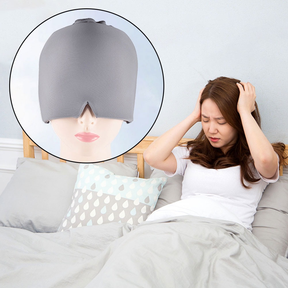 Migraine Relief Hat Headache Hat Gel Hot Cold Therapy Ice Cap For Relieve Pain Sleep Aid & Head Massage Tool Reusable Headache Cap for Men & Women
