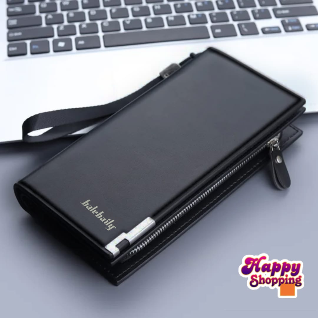 Imported Mens Wallet - High Quality Imported Mens Wallet -  Leather Bifold Wallets with Zipper Hand Clutch for Men's in Black and Brown - Mobile Wallet with Wristlet Wallets
