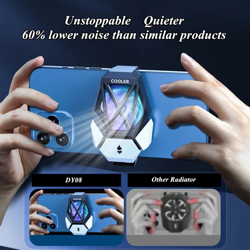 DY08 Universal Mobile Phone Cooling Fan | Radiator Heat Sink Game Cooler System | Portable Adjustable RGB Lights Fan | Gaming Accessories For PUBG FREEFIRE