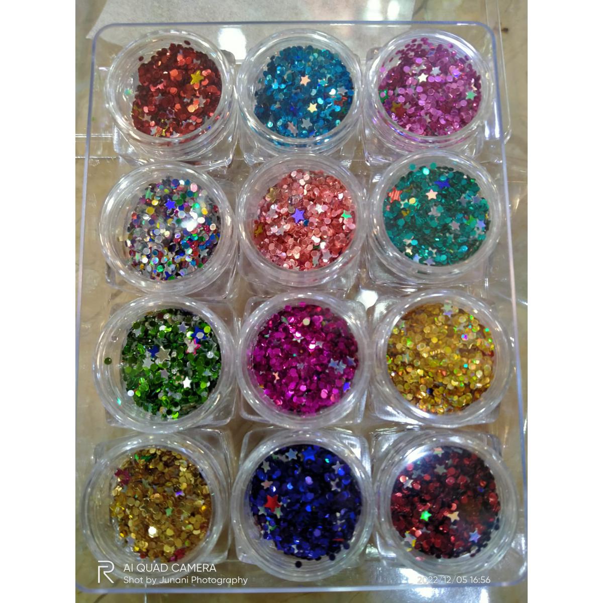 PACK OF 12 CHUNKY GLITTERS