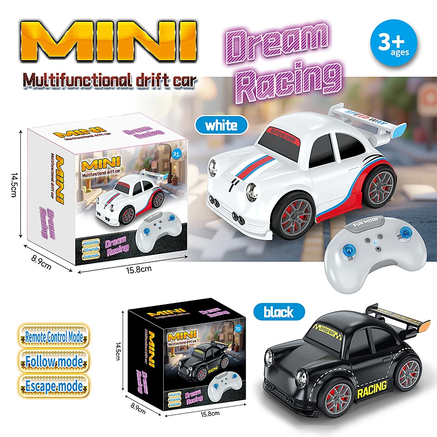 KIDDO KASTLE - New 2.4GHz Remote Control Drift Car | 2.4G Mini Smart Sensor RC Drift Car Dual Modes Toy | Rechargeable Mini 4X4 RC Car With Gesture Control, Remote Control Follow & Escape Modes One Key 360° DEMO Stunt With LED Lights Music Kids Gift