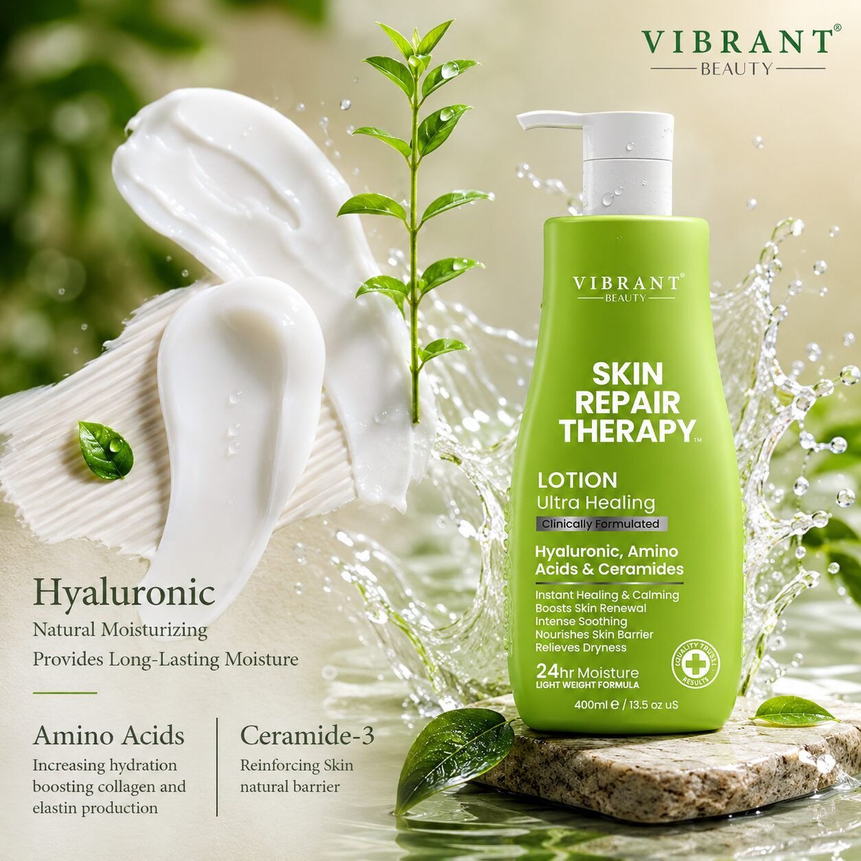 Vibrant Beauty Skin Repair Therapy Ultra Healing Lotion | Moisturising Skin Care | 400ml