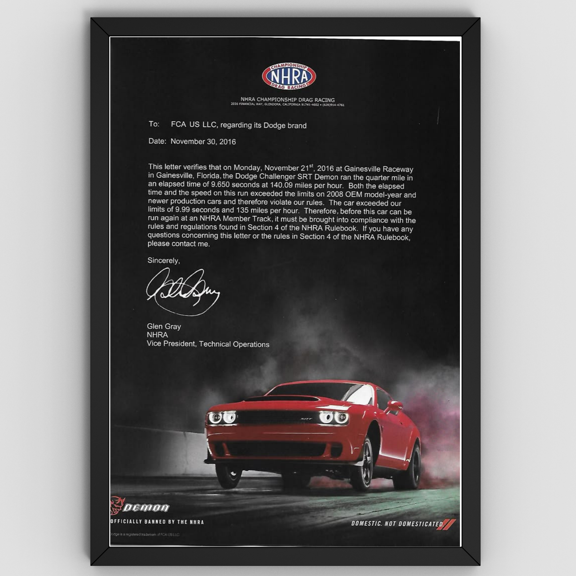 Dodge Challenger Dragster Poster Picture Frame with | Muscle Car Wall Art for Room, Office & Garage Decor | American Drag Racing Poster | Premium Automotive Picture Frame Gift for Car Lovers & Collectors