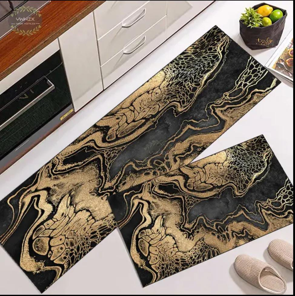 Azzin - 2pcs Kitchen Runner Mat Non Slip Super absorbent Bedroom Long Bedside Area Rug Soft Washable Carpet Bathroom Entrance Doormat