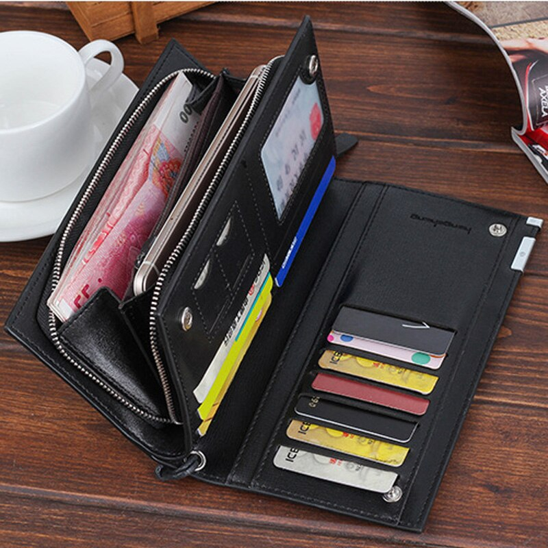 Imported Mens Wallet - High Quality Imported Mens Wallet -  Leather Bifold Wallets with Zipper Hand Clutch for Men's in Black and Brown - Mobile Wallet with Wristlet Wallets