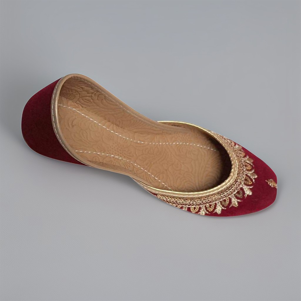 Maroon Golden Khussa for Girls – Stylish and Comfortable Eco