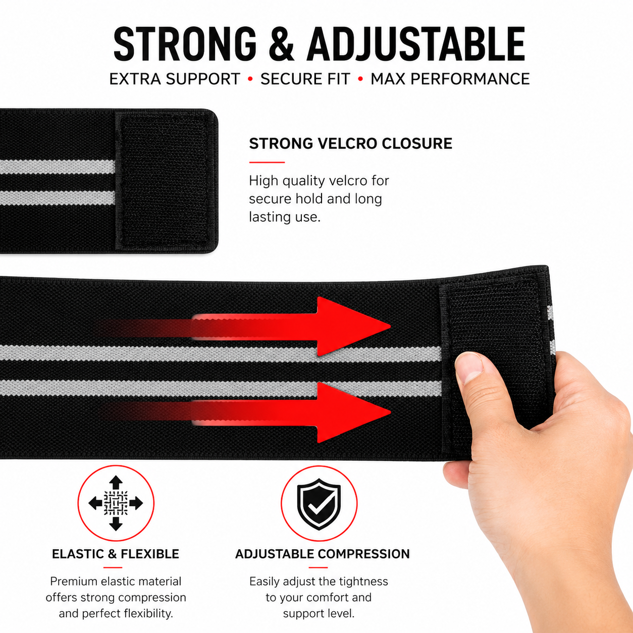 THE TREK Premium Elbow Wraps (Pair) | Adjustable Compression Support for Weight Lifting, Powerlifting, Gym & Fitness