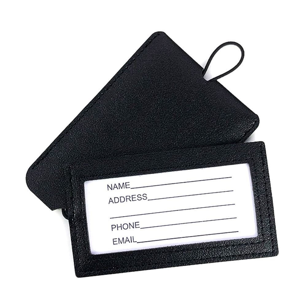 Luggage Tag Ropes PU Leather Suitcase Baggage Reusable Name Id Card Bag Tag Travel ...