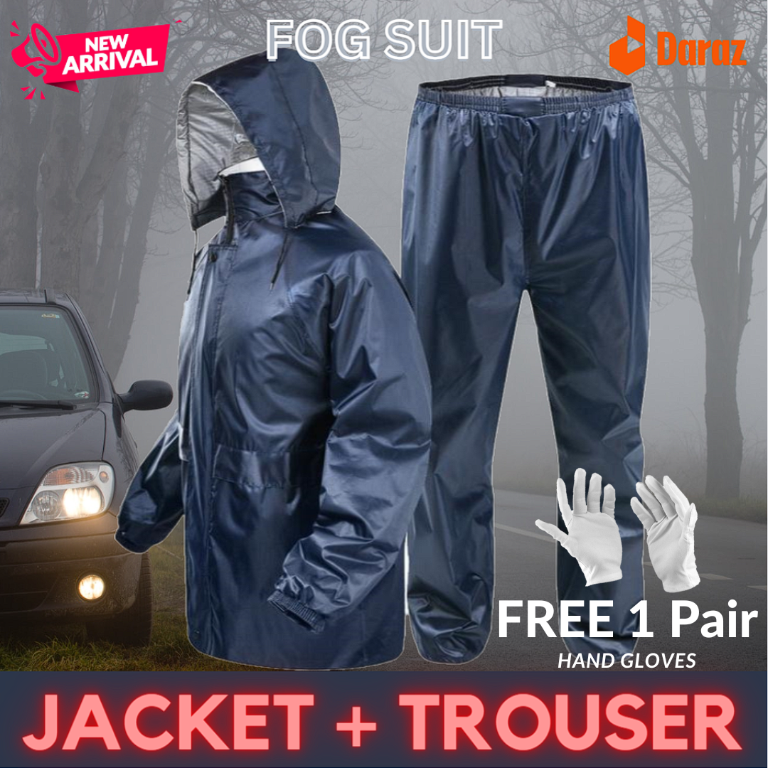 【FOG SUIT】Waterproof Light weight 2 Pieces Rainwear Hooded Moisture