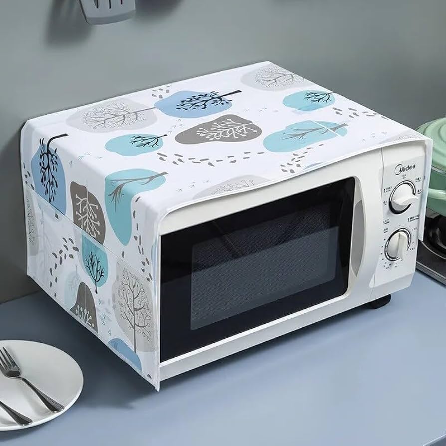 Oven Cover Microwave Dust Cover Waterproof Double Pocket Storage Bag Microwave oven cover full size with 4 Pockets
