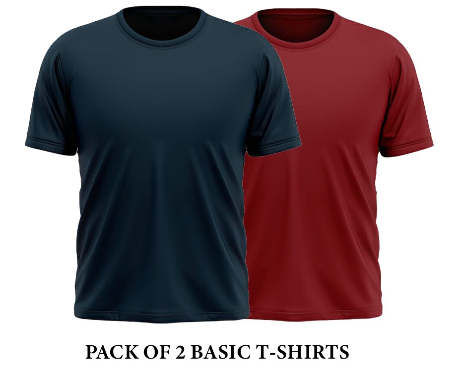 Pack of 2 plain basic half sleeves Tshirt For Men