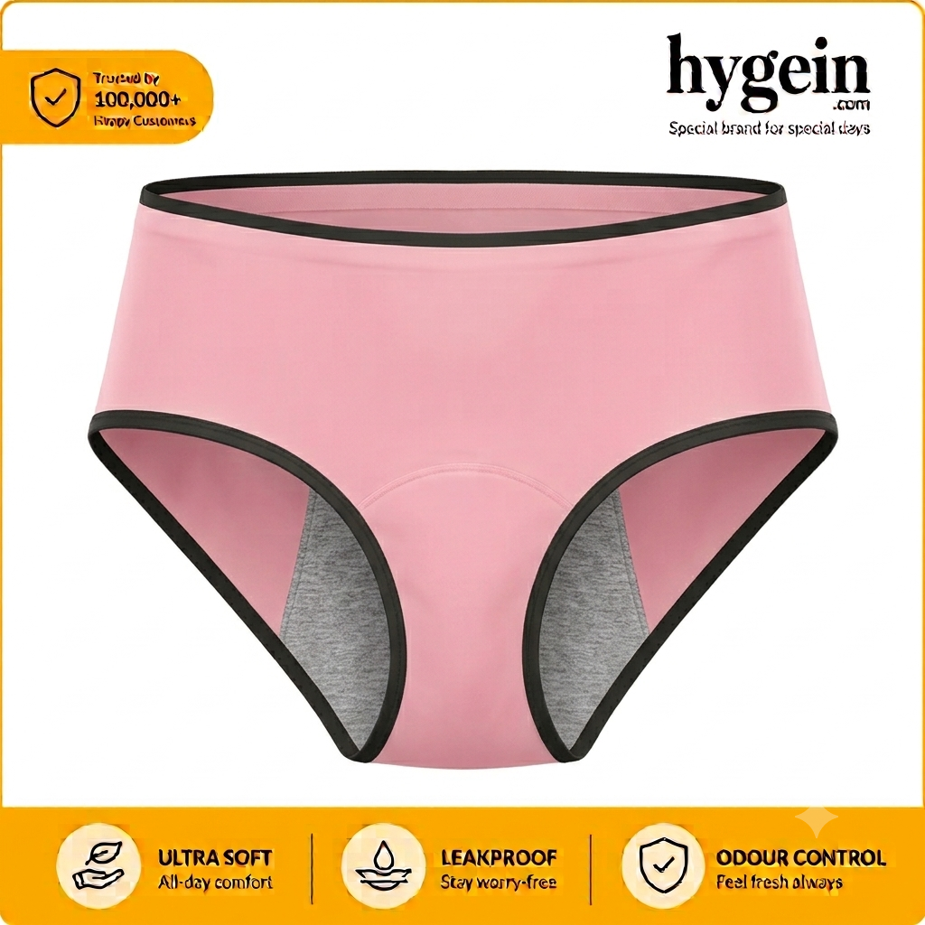 Hygein High Waist Reusable Period Underwear Brief Panties 4 Layers Leak Proof Highly Absorbency