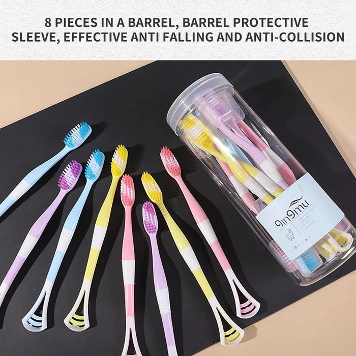 2‑in‑1 Toothbrush with Tongue Cleaner – Dual Action Oral Care & Tongue Cleaner Brush Tongue Scraper Antibacterial Zaban Cleaner Toothbrush