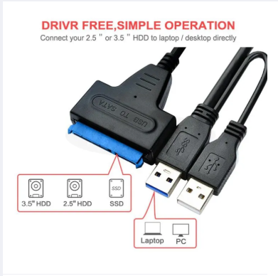 USB 3.0 to SATA 2.5" inch SSD / HDD Cable Converter / Hard Disk Adapter / Driver Free / Direct Plug and Play / Upto 5 Gbps Fast Data Transfer Speed / Mobile OTG / Laptop / PC