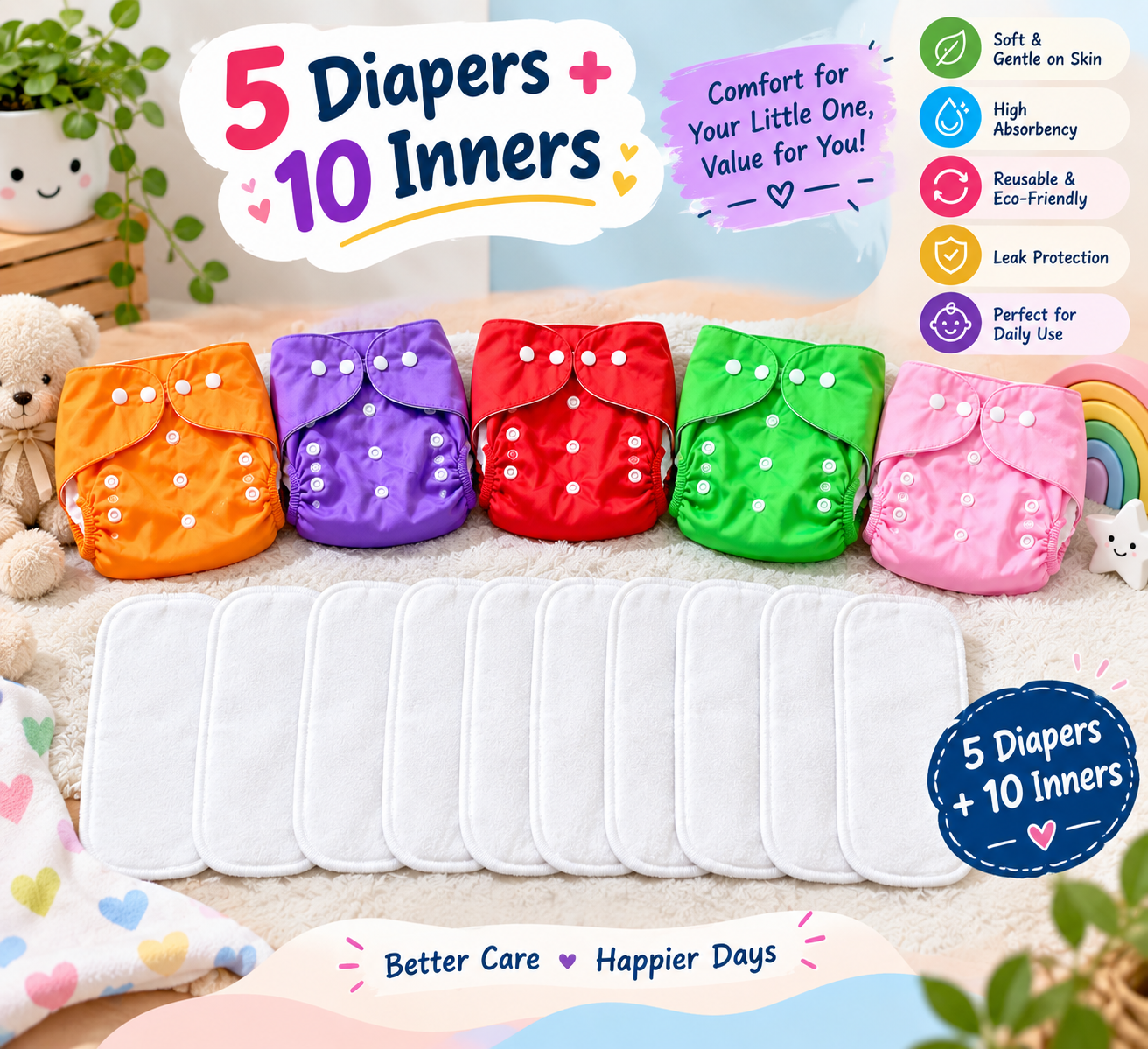 5 Diaper + 10 inner