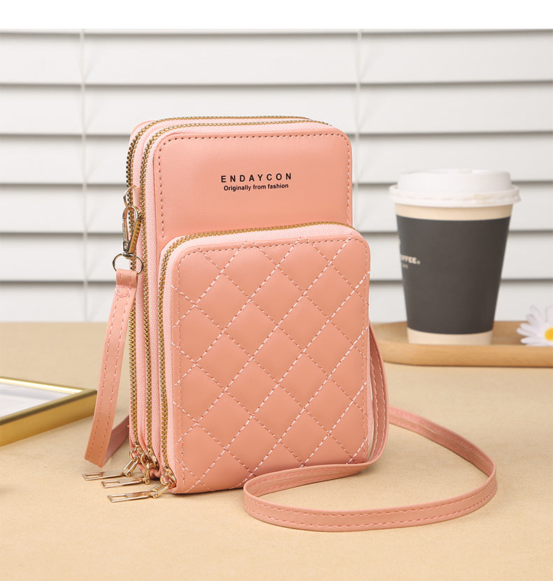 Women's PU Leather Mini Crossbody Wallet with Zipper Multi Card Slots and Phone Pocket