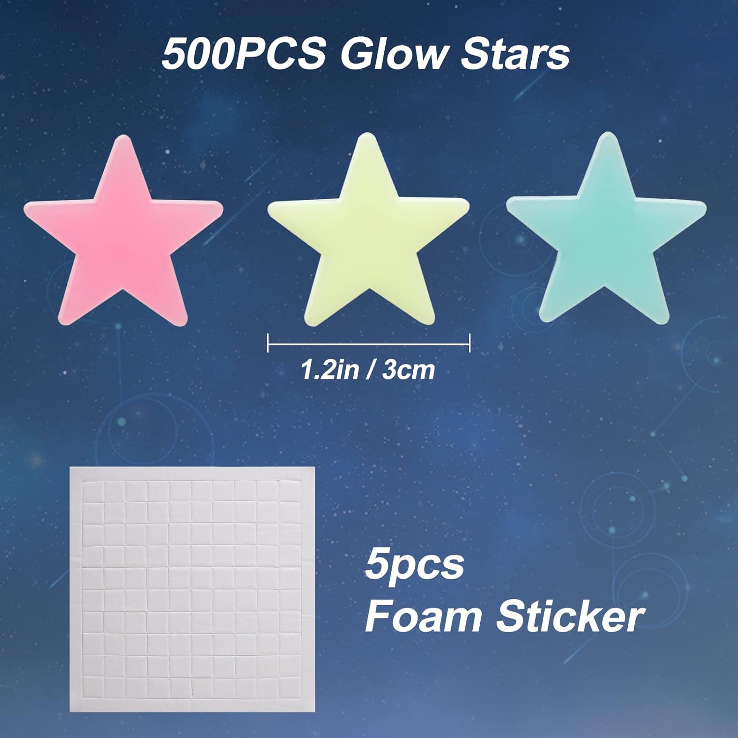 [High Quality] 100pcsGlowing star 3D stars stickers room decoration glow shine in the dark Luminous on Wall Glowing star Stickers for Kids Room living room decoration