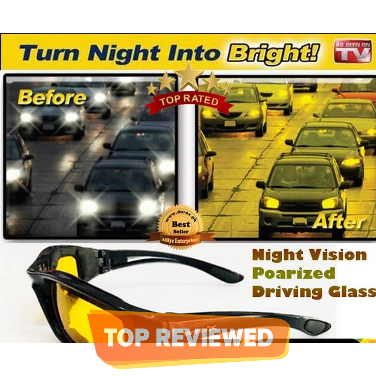 Night Vision Polarizing glasses Bike, Car Drivers Anti Glare Polarized Night Driving Unisex Sunglasses