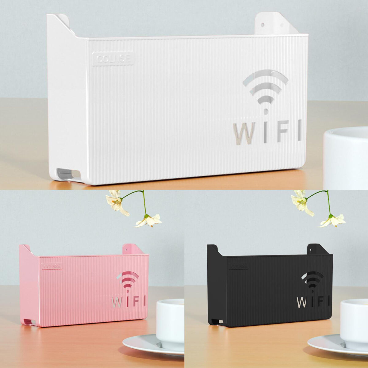 Wall Mounted WiFi Router Stand & Holder Wall Shelf | Wireless Storage Box & Decorative Cable Organizer | Wall-Mounted Modem Rack for Cord Management | Home Office Router Hider Shelf