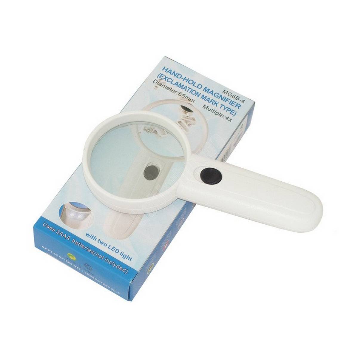 HAND-HOLD MAGNIFIER WITH 2 LED 4X LIGHTED READING MAGNIFYING GLASS (EXCLAMATION MARK TYPE)