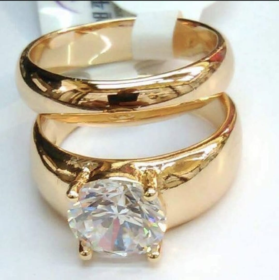 Couple Ring Pack Of 2 In Silver Ring For Man & Diamond Ring for Woman