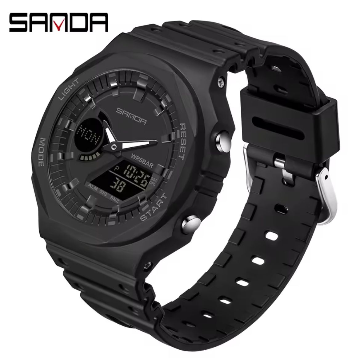 MEN'S Dual Time Wrist Sports Watch Sanda 6016 Waterproof WorldTime Model