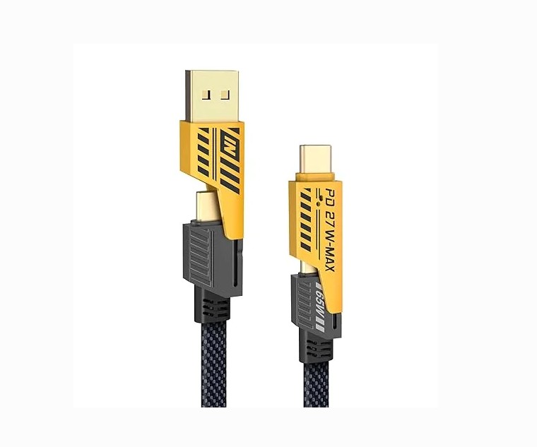 Original 4 in 1 Fast Wire / DANY SA-1 Standard Android Cable - Micro High-Speed USB Charging Cable - High Quality Fast Charging Cable For Android Mobile Phones - Best Data Cable (8600) for Phones - With Data Transfer Feature - White Color - 1000MM Length
