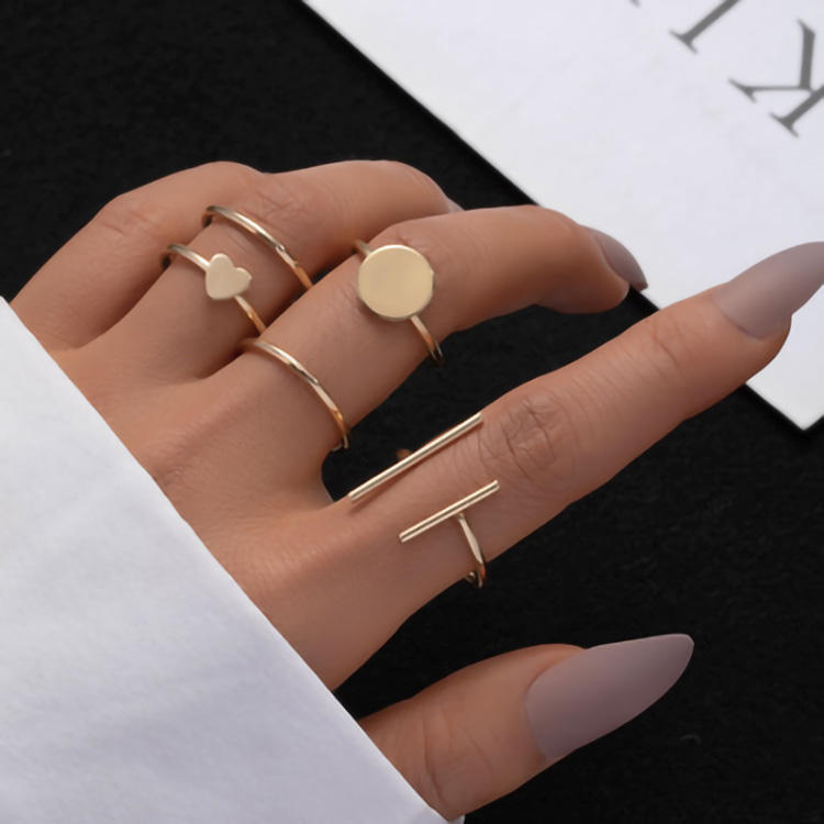 6 Pcs Rings Set for Girls Rose Gold Stylish Simple Mid Finger Ring Best Gift For Girls High  Quality Set of 6 Rings Universal size Korean Style ring set, rings sets