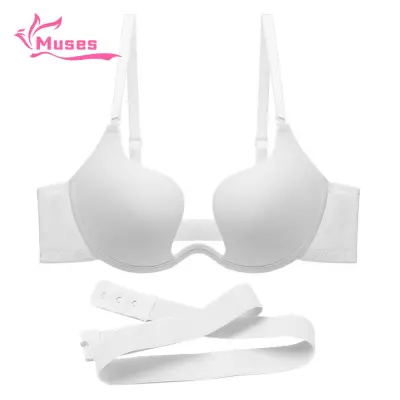 Women Seamless Bra Backless Invisible Plunge Deep V Low Cut Push