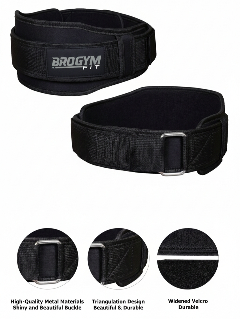 BROGYM FIT Weight Lifting Belt for Gym | Adjustable Back Support Belt | Heavy Duty Powerlifting Belt | Squat, Deadlift & Workout Training Belt