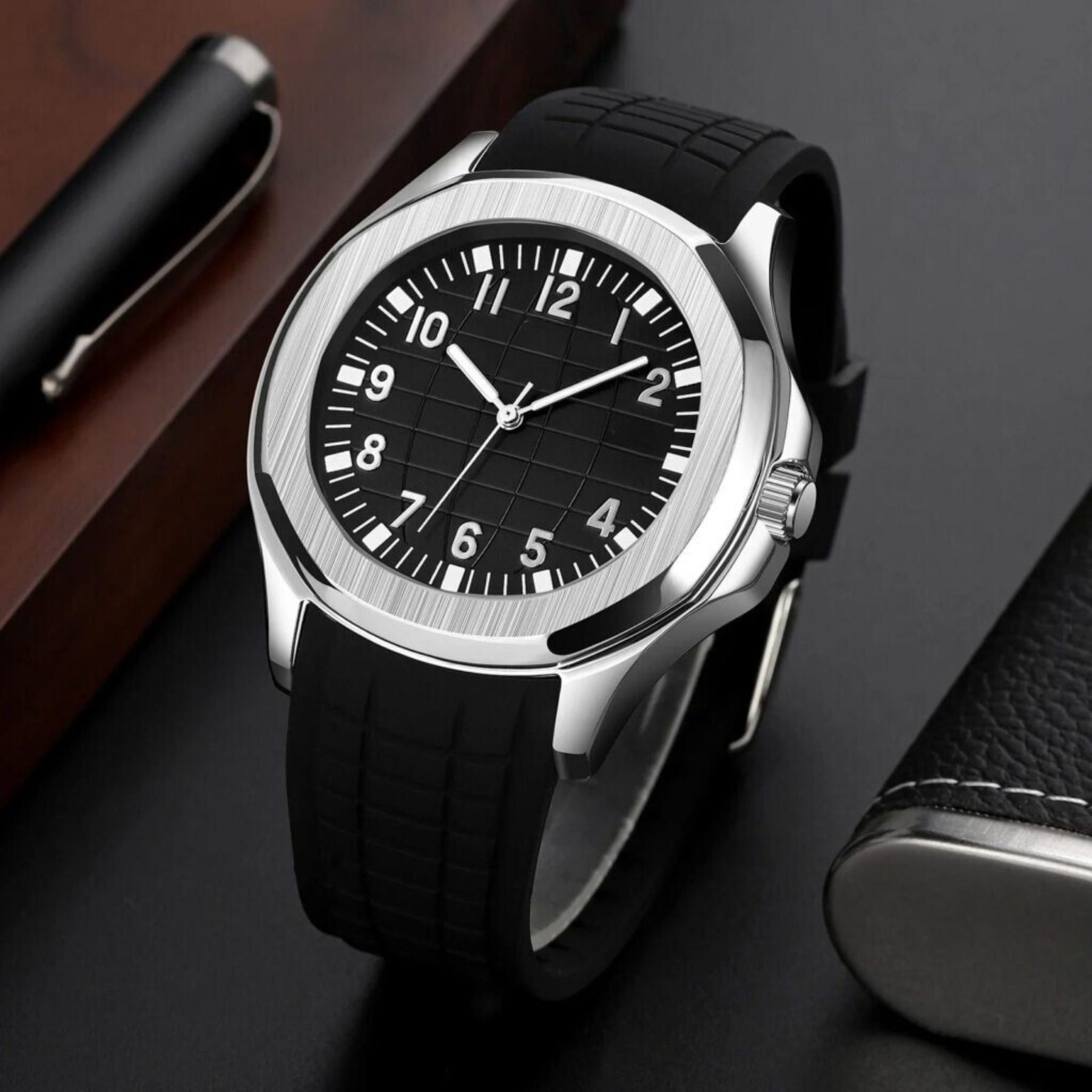Watch For Mens Nautilus Design Rubber Strap | Watch For Girls | Watch For Men & Boys | Watch For Boys | Stylish and Durable design Perfect For Sports And Outdoor Activities Comfortable To Wear With Adjustable Strap