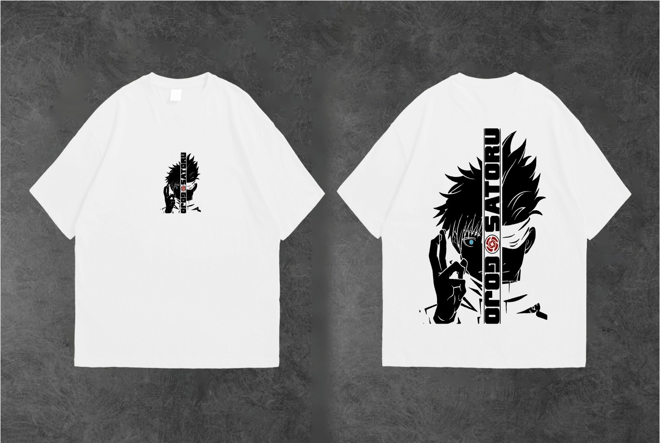 Gojo Satoru Printed Premium Anime Summer Cotton Half Sleeves O Neck T-Shirt For Men & Women